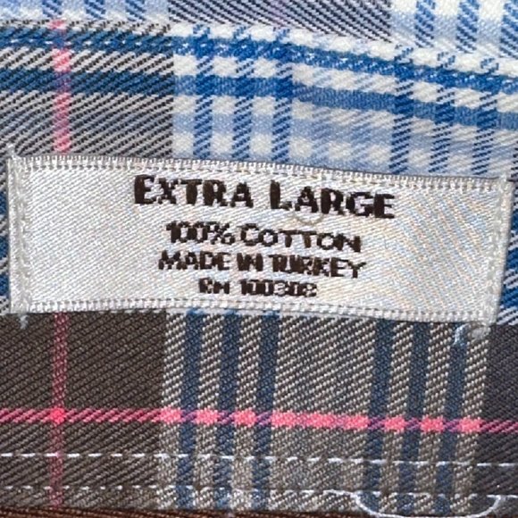 Peter Millar 100% Cotton Blue/Brown‎ Plaid Long Sleeve Button Down Shirt Size XL - Picture 5 of 8